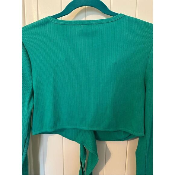 Lovers + Friends Ludrow Turquoise Long Sleeve Cropped Wrap Top Women’s Size L - Picture 13 of 13